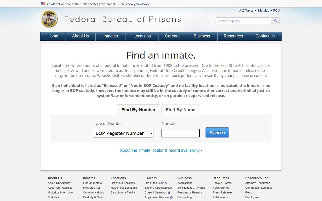 Federal Bureau of Prisons inmate locator for McHenry County federal custody searches