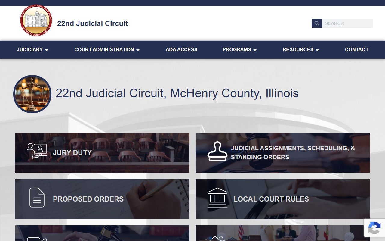 22nd Judicial Circuit page for McHenry County court records after an arrest