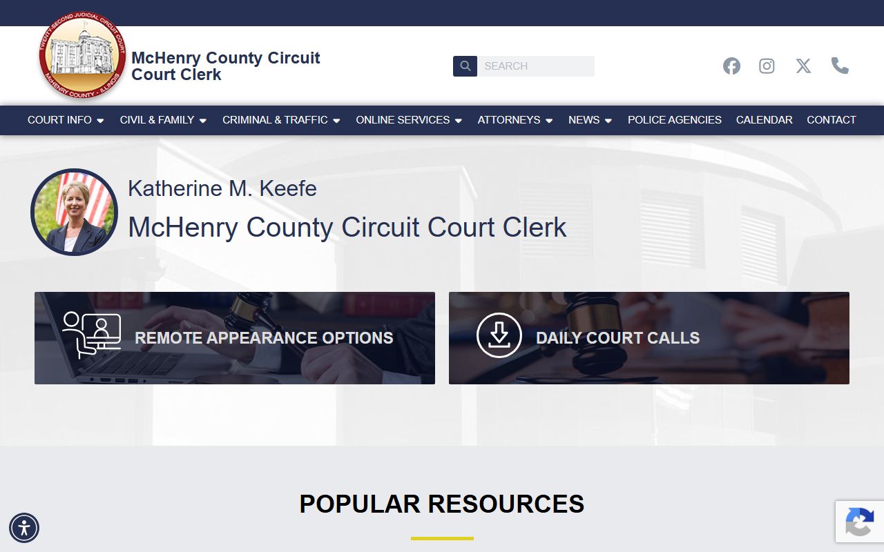 McHenry County Circuit Clerk homepage for court records after a jail arrest