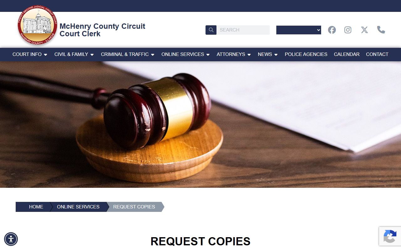 McHenry County court request-copies page with fees for court records after an arrest