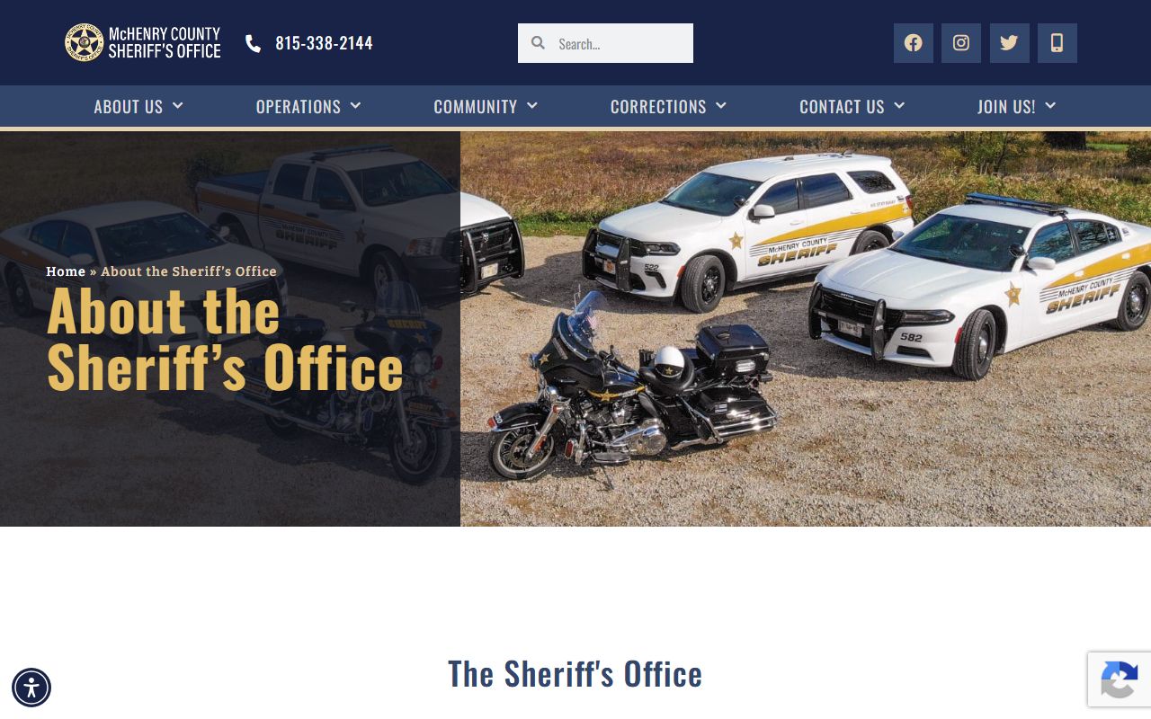 McHenry County Sheriff command staff page naming the jail's Chief of Corrections